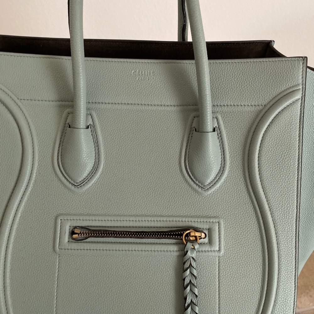 Celine Phantom tote drummed leather in Jade color - Picture 3 of 9
